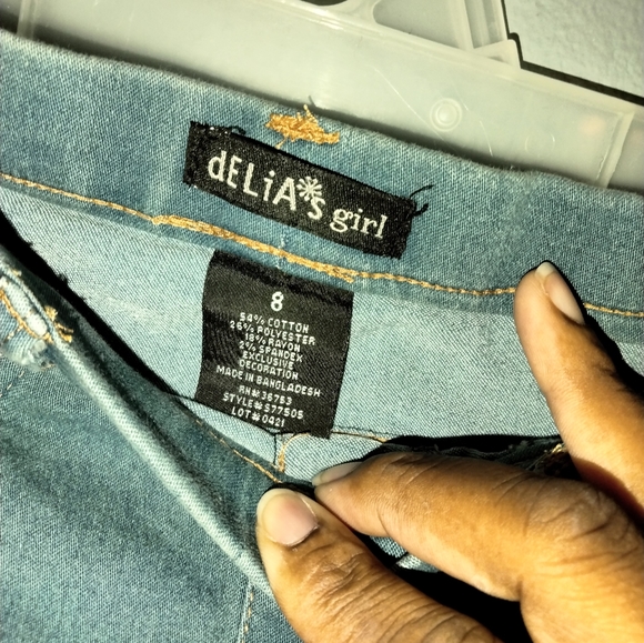 Youth Girls Delia's Girl Brand Stretch Jeans unicorn Patch work on front..Sz 8 - Picture 2 of 5